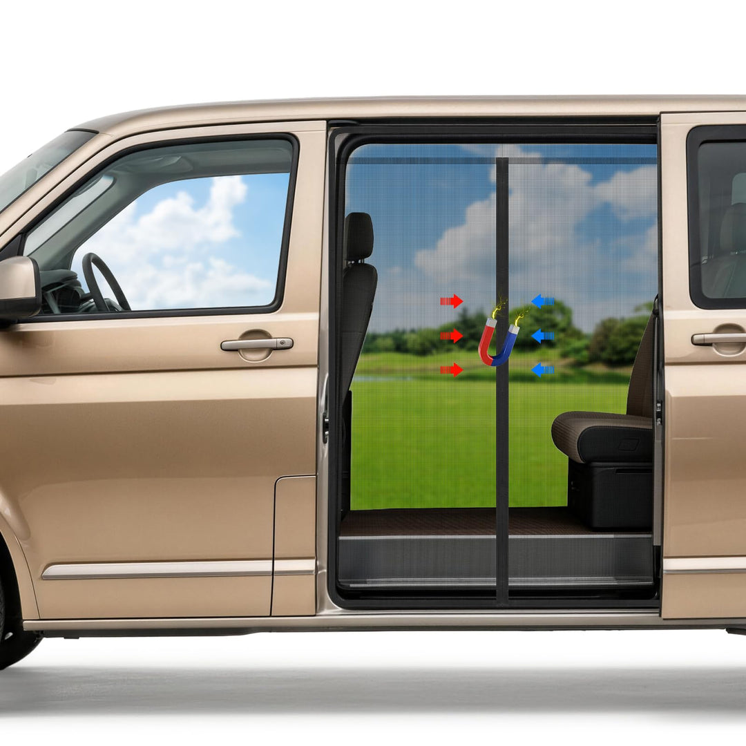 Moskitonetz Magnetisch für VW T5 T6 Schiebetür,Auto-Insektennetz & Fliegengitter mit Schattennetz, C