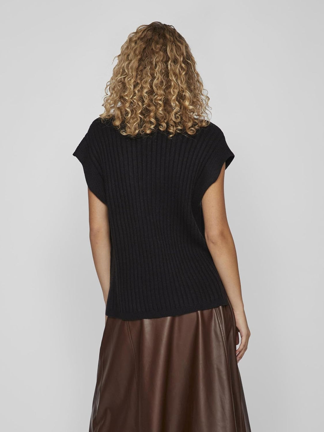 Vila Damen Vimalje V-Neck S/L Oversize Knit Vest Pullunder S Schwarz, S Schwarz