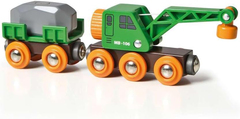 BRIO World - Grüner Kranwagen mit Anhänger und Fracht Single, Single