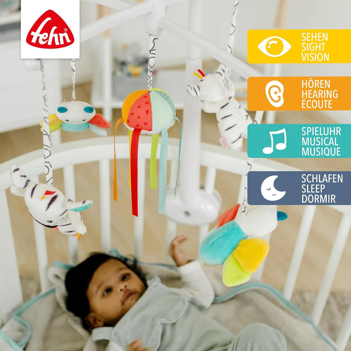 Fehn Musik-Mobile DoBabyDoo – Musikmobile mit Spieluhr Melodie „Mozarts Wiegenlied“ und Figuren – Ei
