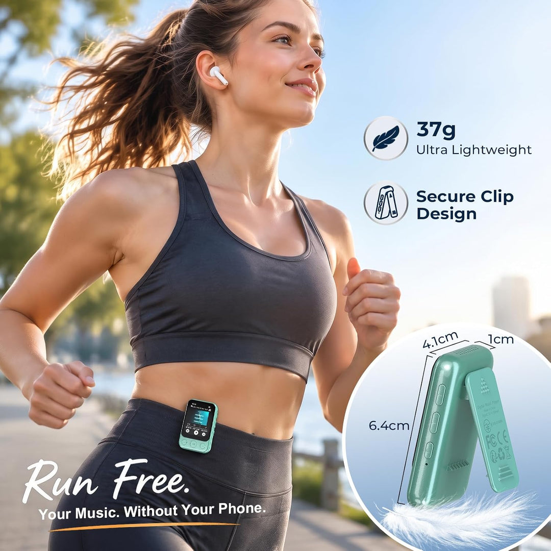 64GB MP3 Player Bluetooth 5.3 mit Clip, Touchscreen &amp; Tasten, Lautsprecher