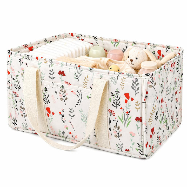 Wickeltisch Organizer Wickelkorb, Blatt Design, Formstabiler Diaper Bag mit 2 Trennwänden und Verstä