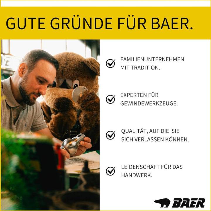 BAER Gewindeschneider Set HSS M3 - M12 - Gewindebohrer - Innengewinde + Aussengewinde - Gewindeschne