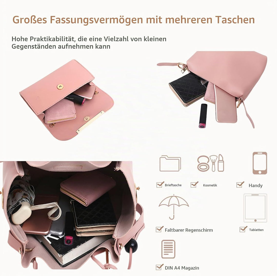 NICOLE &amp; DORIS Damen Handtaschen 3 Stück Taschen für Damen Kette Tasche Top-Griffe Schultertaschen P