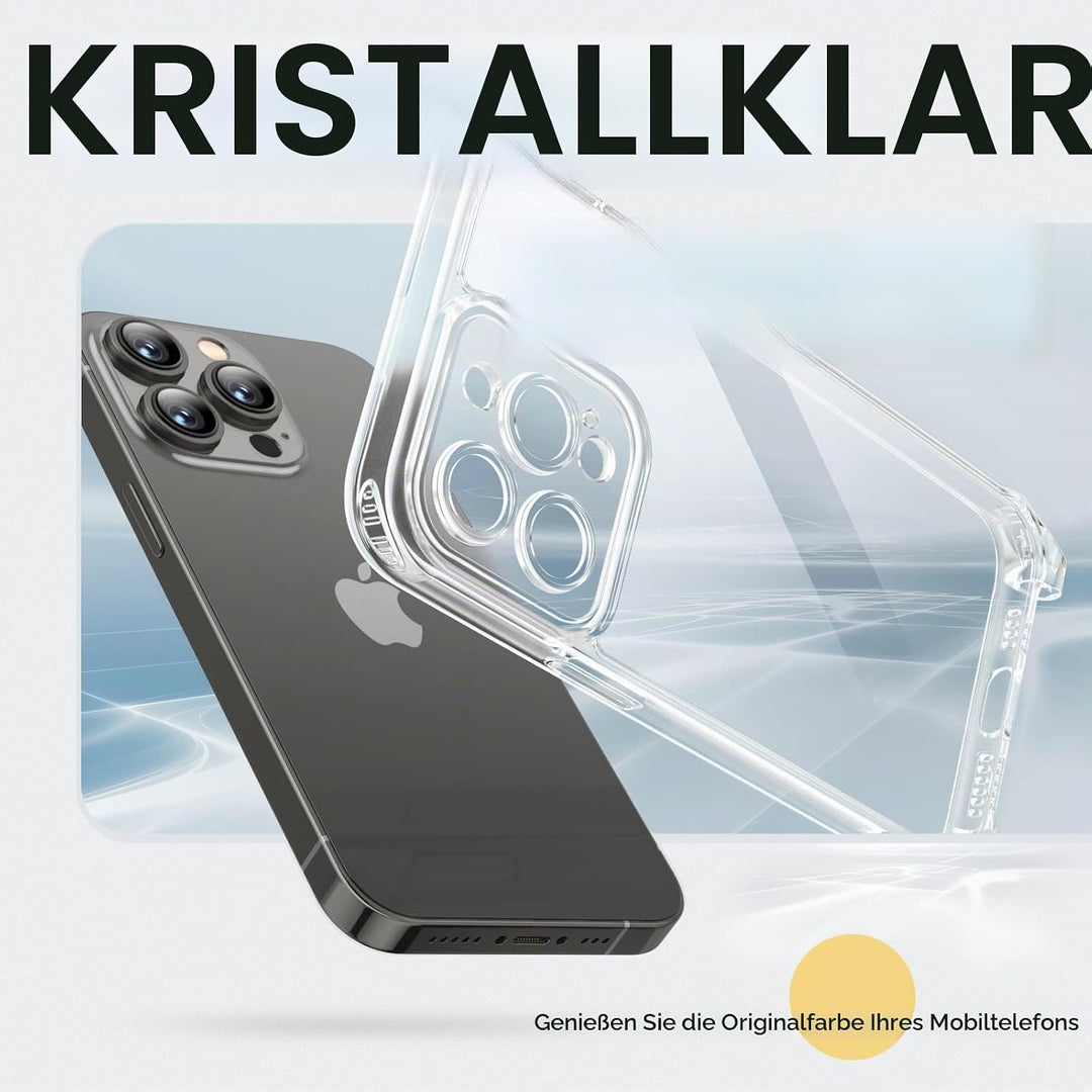 GOODVISH 3 in 1 Handykette für iPhone 13 Pro Max 6,7", mit 2 Stück Schutzfolie | 360°-Schutz | Kamer