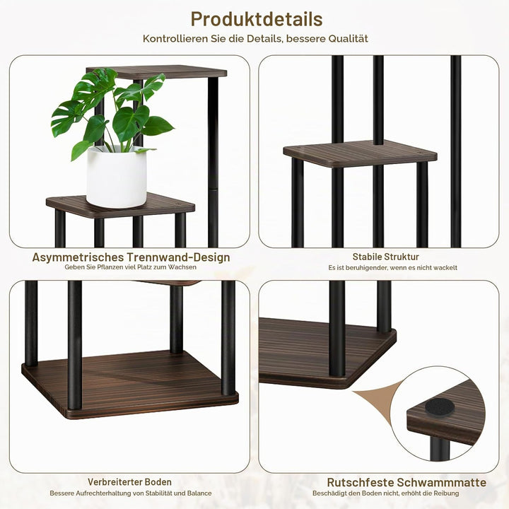YOCOMEY 4-Tier Hölzern Blumenregal Pflanzenregal, Mehrstöckig Blumenständer Pflanzenständer Blumenba