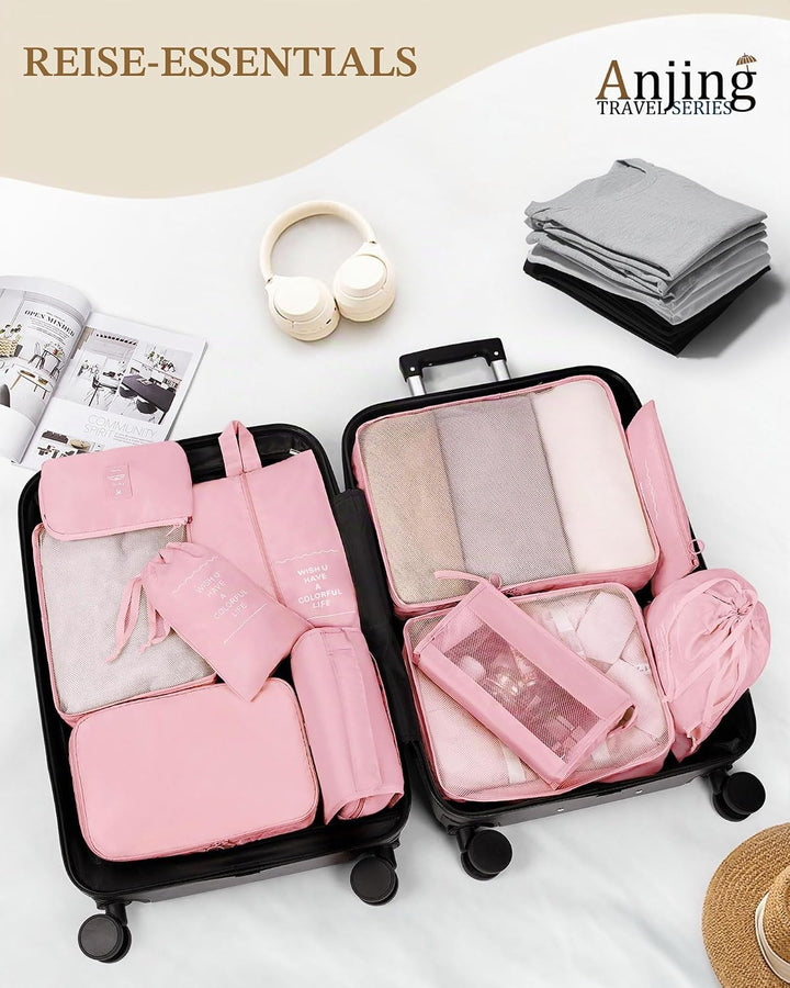 koffer Organizer 11-teilig, Packing Cubes, leichte Reisegepäck-Organizer, platzsparend, wasserdicht,