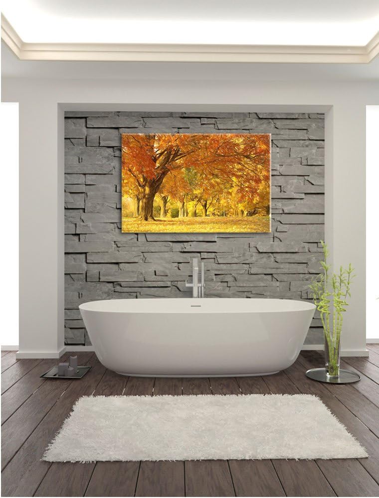 Pixxprint schöne Herbstlandschaft Kunst Buntstift Effekt, Format: 100x70 auf Leinwand, 100x70