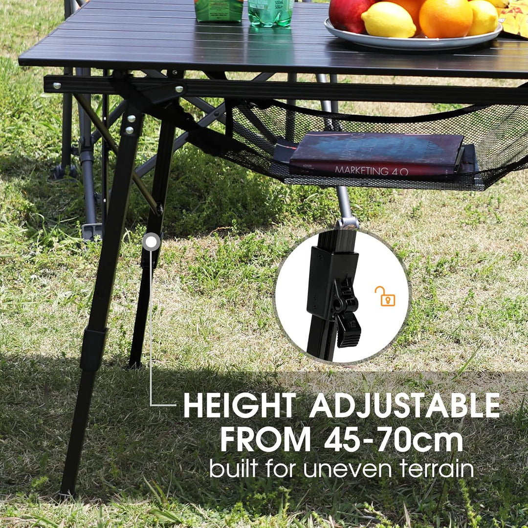 Portal Campingtisch faltbar Höhenverstellbar Klapptisch 60kg belastbar Aluminium 90 x 53cm für 4 Per