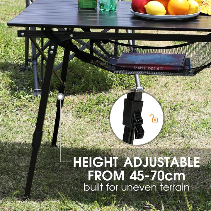 Portal Campingtisch faltbar Höhenverstellbar Klapptisch 60kg belastbar Aluminium 90 x 53cm für 4 Per