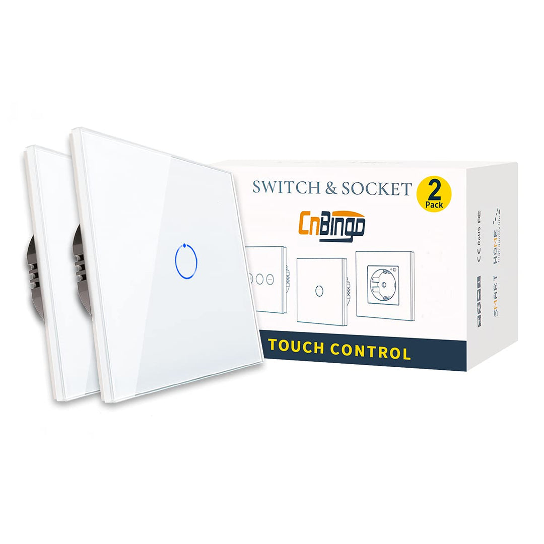 2er-Pack CNBINGO Wechselschalter unterputz - Touch Lichtschalter einfach - Wandschalter Weiss - Berü