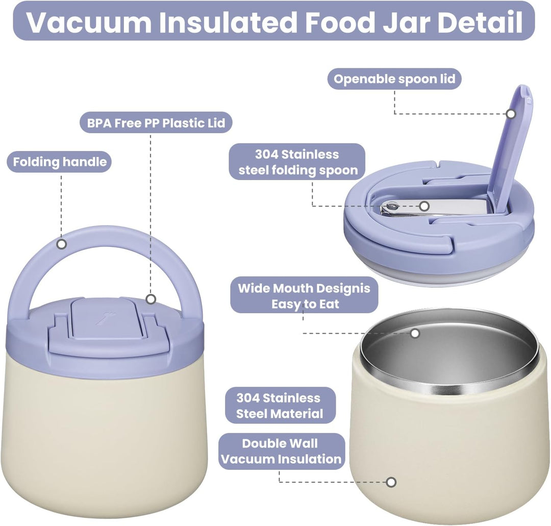 Itslife Thermobehälter für Essen 420ml, Warmhaltebehälter Essen Edelstahl mit Schnallendeckel und Lö