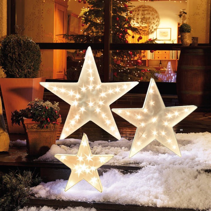 Hellum LED-Holografie Stern Weihnachtsstern mit Holografie Effekt innen warm-weiss 24 LED Ø55x10cm D
