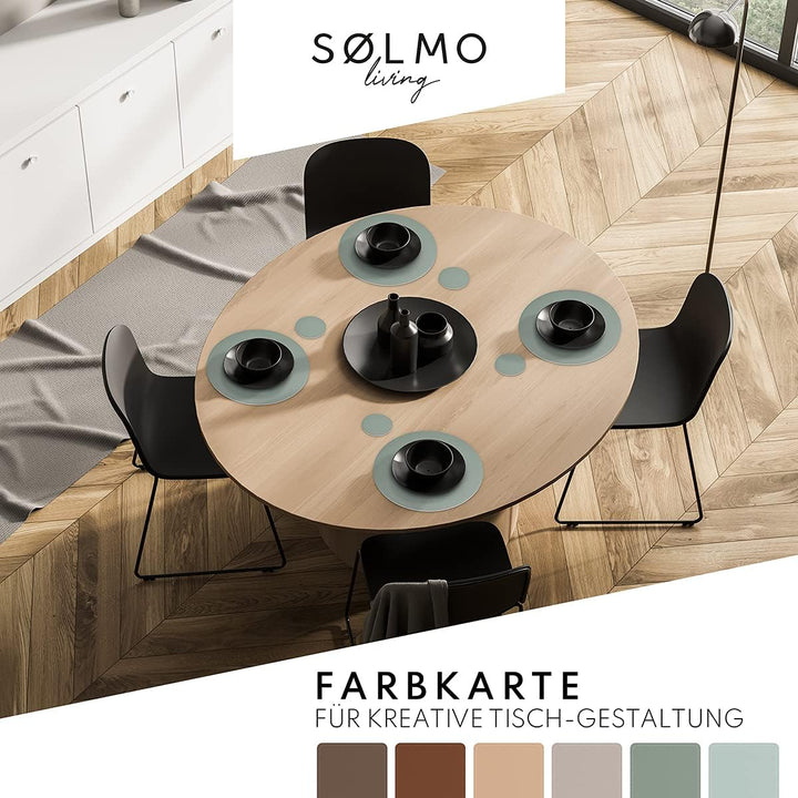 sølmo I Designer Tischset Rund aus PU-Leder - Grosse Farbauswahl - Abwischbar Hitzebeständig I Platz