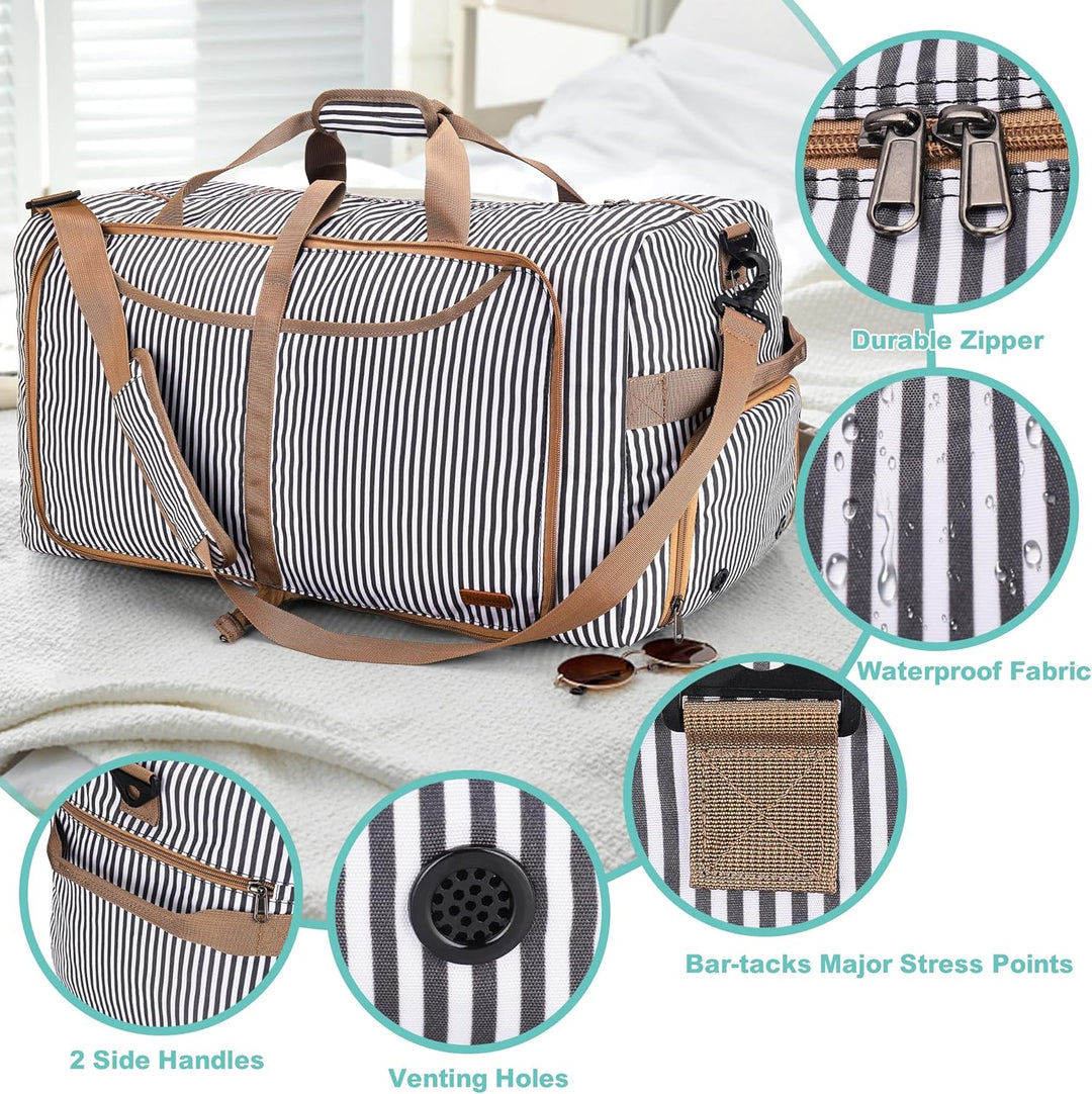 Vogshow Reisetasche Damen Herren Gross 80L Faltbare Reisetaschen Wasserdicht Sporttasche mit Schuhfa