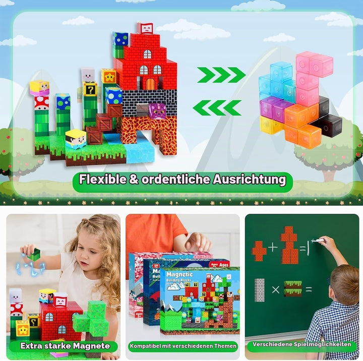 Magnetische Bausteine 150 Stück Magnetbausteine für Kinder Bauen Deine Abenteuerspiel Castle STEM Mo