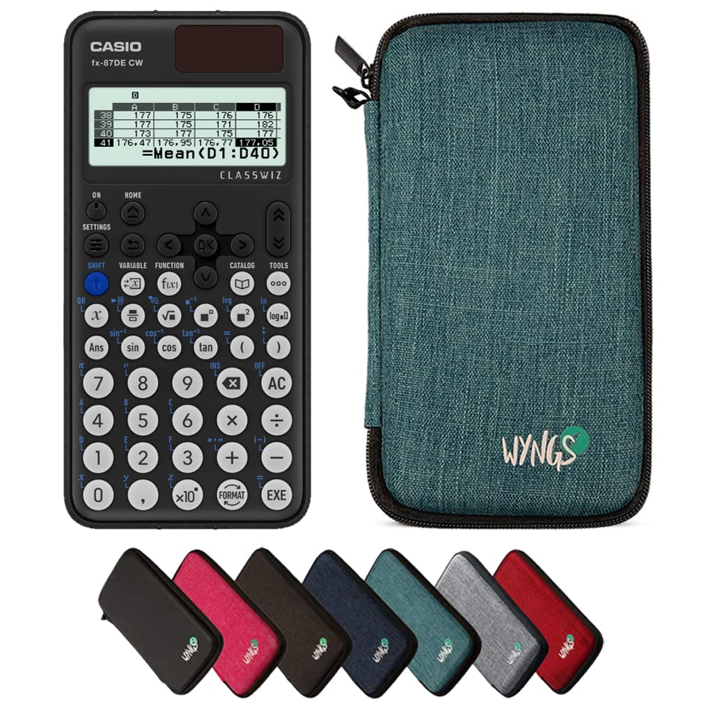 CALCUSO Sparpaket: Casio FX-87DE CW ClassWiz technisch-wissenschaftlicher Schulrechner + WYNGS Schut