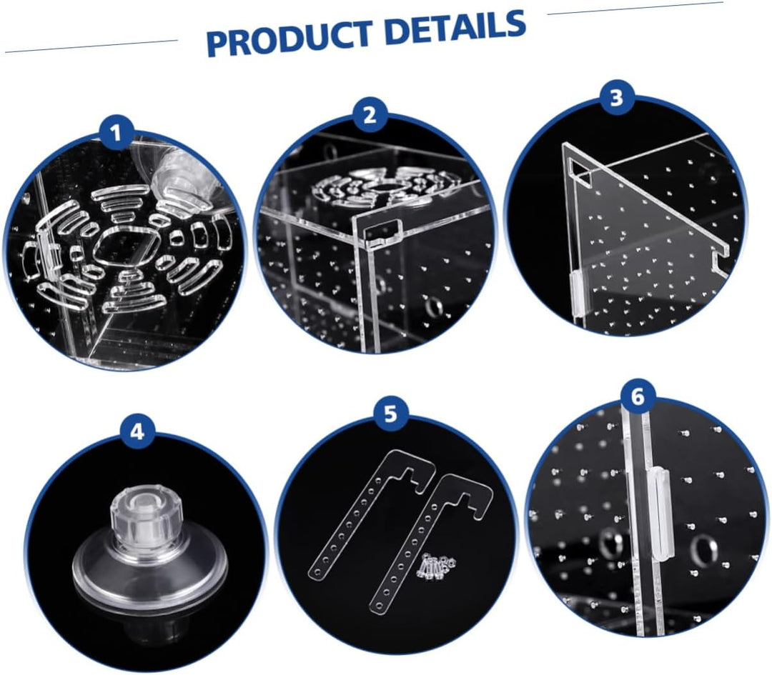 POPETPOP Fisch Isolation Box - Acryl Fischzuchtbox Fisch Züchter Box mit 4 Saugnäpfen für Babyfische
