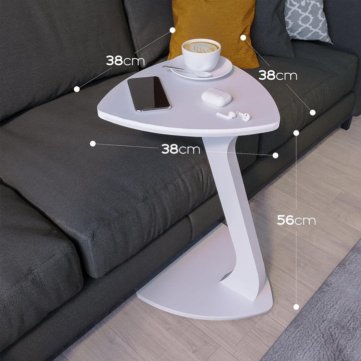 Beistelltisch Couch, Kleiner Beistelltisch C-Form, Sofatisch in stylischem Weiss, Kleiner Couchtisch