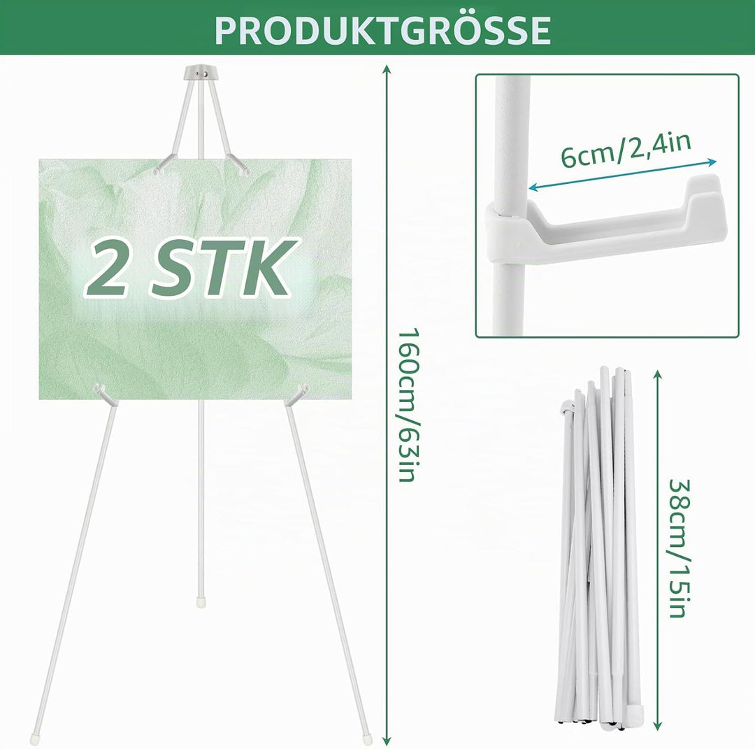 VIDETOL 2 Stück Staffelei Ständer, 160 cm Faltbare Staffelei, Portable Künstler Staffelei Stand, Sta