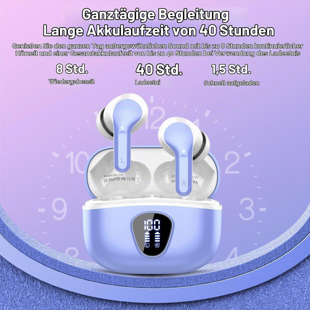 Bluetooth Kopfhörer, Kopfhörer Kabellos Bluetooth 5.4 In Ear, 4 ENC Noise Cancelling Mic Ohrhörer, H