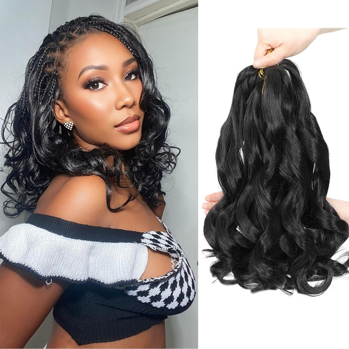 WoWCFyyds 8 Packs French Curl Braiding Hair 12 Inch Loose Wave Spiral Curly Braiding Hair Extensions