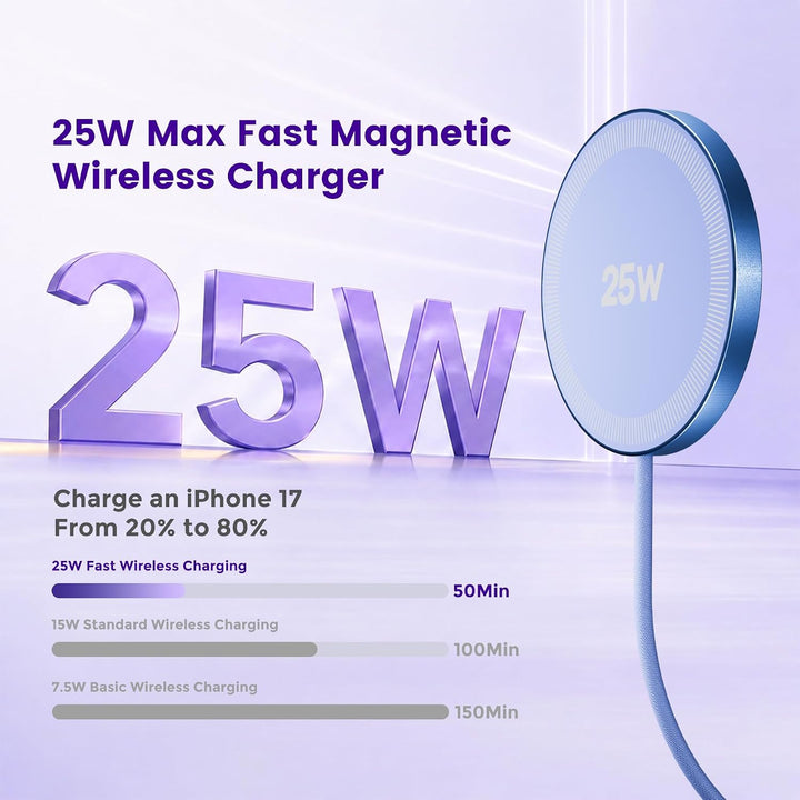 25 W magnetisches kabelloses Ladegerät: Qi2.2 Qi2 Schnellladepad für iPhone 17, 16, 15, 14, 13, 12 P
