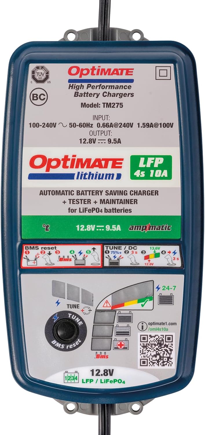 Optimate TM274 TM274v2 Lithium 4s 10A 10-stufiges gekapseltes batterieschonendes 12.8V 10A Lade- & W