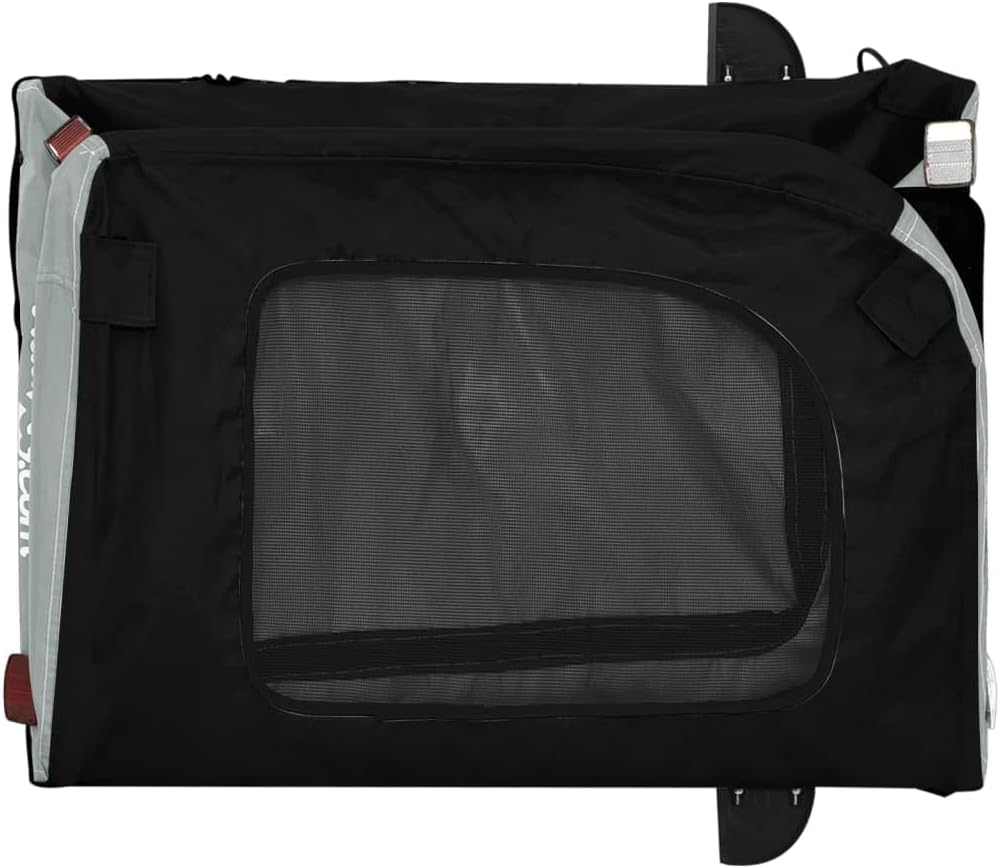 vidaXL Fahrradanhänger Hunde Schwarz und Grau Oxford-Gewebe und Eisen Schwarz und Grau 69 x 133.5 x