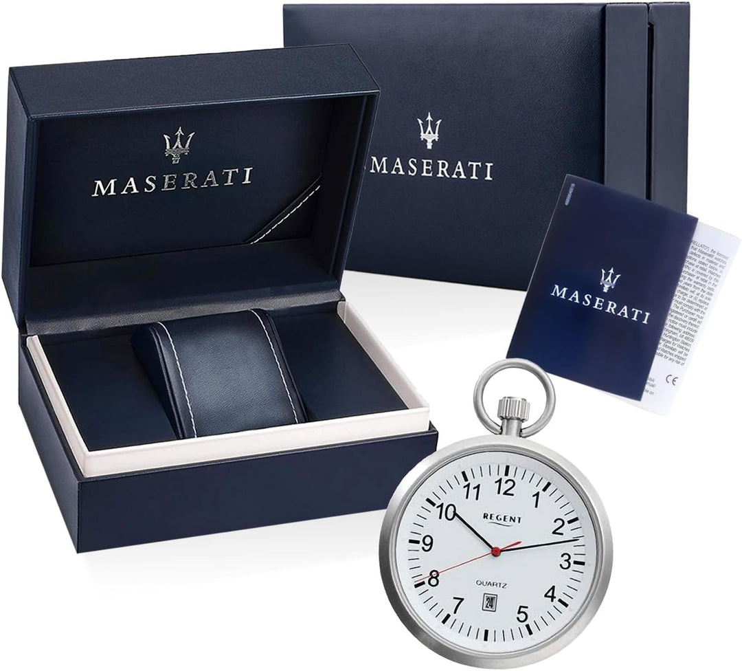 Regent Analog Quarz Taschenuhr 11280087 Silber-weiss, Silber-weiss