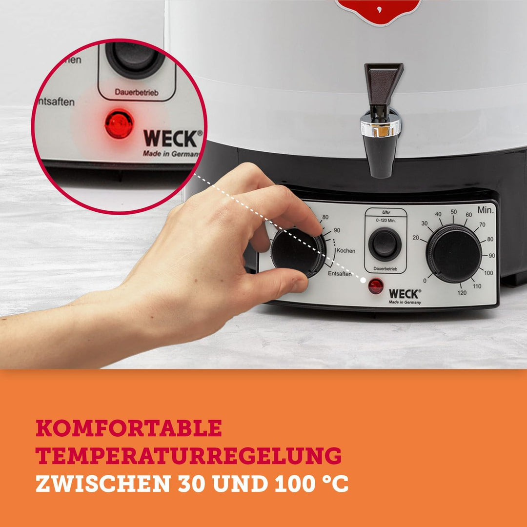 WECK Einkochautomat WAT35-A Kunststoff mit Präzisionsthermostat, Auslaufhahn & Zeitschaltuhr – 29L E