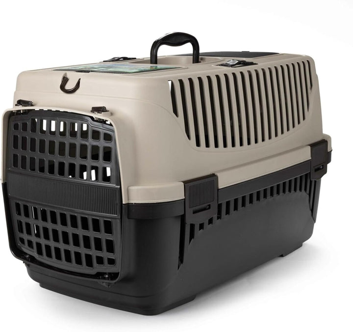 HAPPET Tiertransportbox Molly M Beige & Braun 55x36,5x33 cm – Robuste, gut belüftete Transportbox au