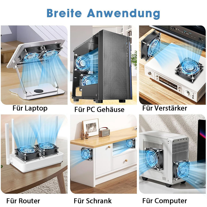GDSTIME 80mm USB Lüfter 80 x 25mm Gehäuselüfter USB 80mm PC Ventilator 2500 U/min Bürstenloser Lüfte
