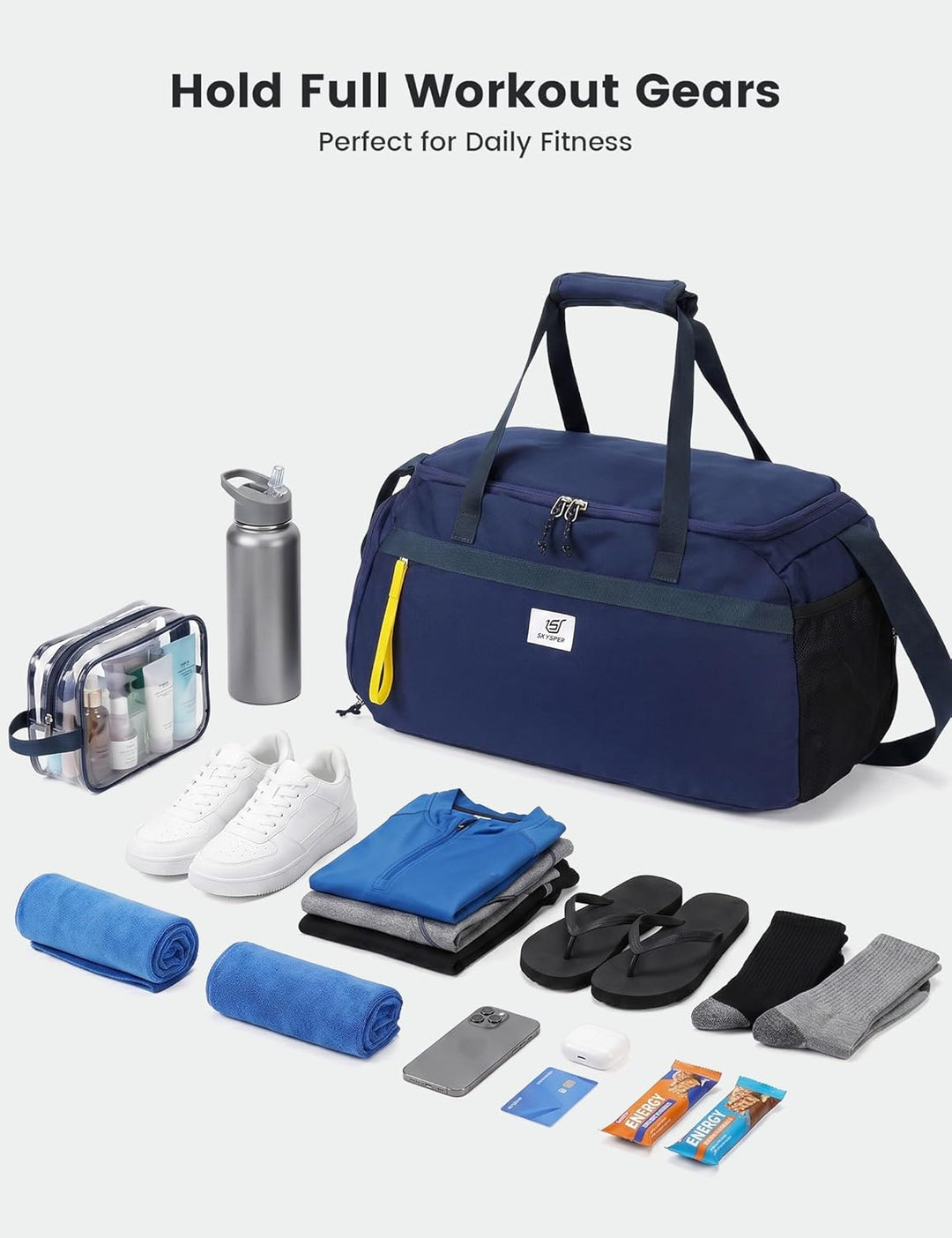 SKYSPER 35L Sporttasche & Reisetasche für Damen Und Herren - mit Schuhfach & Nassfach, Gym Bag & Tra