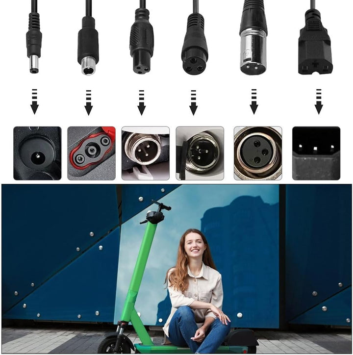 ZOYDP 54.6V 2A Li-ion Ladegerät für 48V 13S Lithium Batterie, E Scooter Ladekabel, e Scooter Ladeger