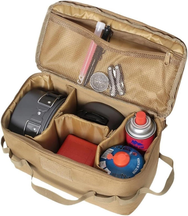 Tragbare Aufbewahrungstasche für Campingutensilien und Kochgeschirr, Outdoor-Picknicktasche (Gelb),