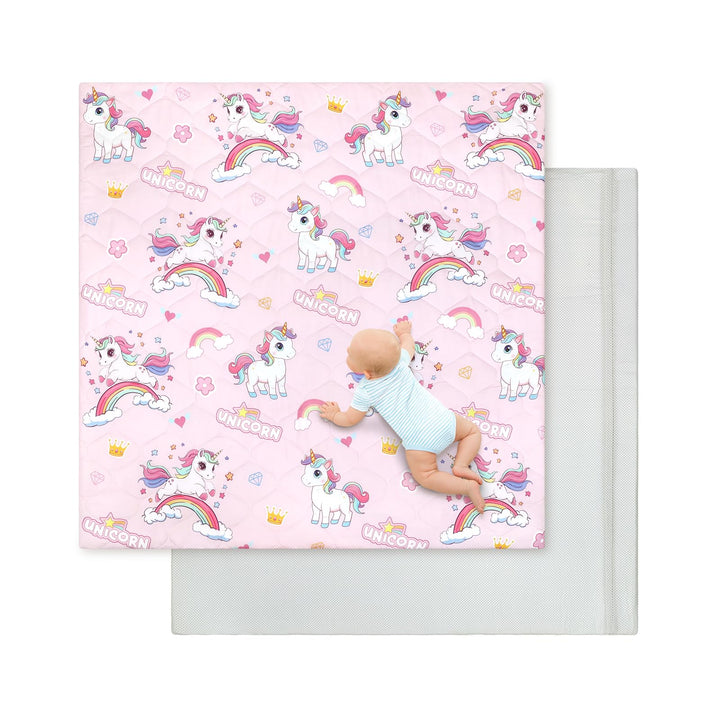 Spielmatte Baby 127×127cm mit Rutschfest, Extra Dicke 2cm Weiche Abtrennbar Krabbelmatte Baby, Faltb