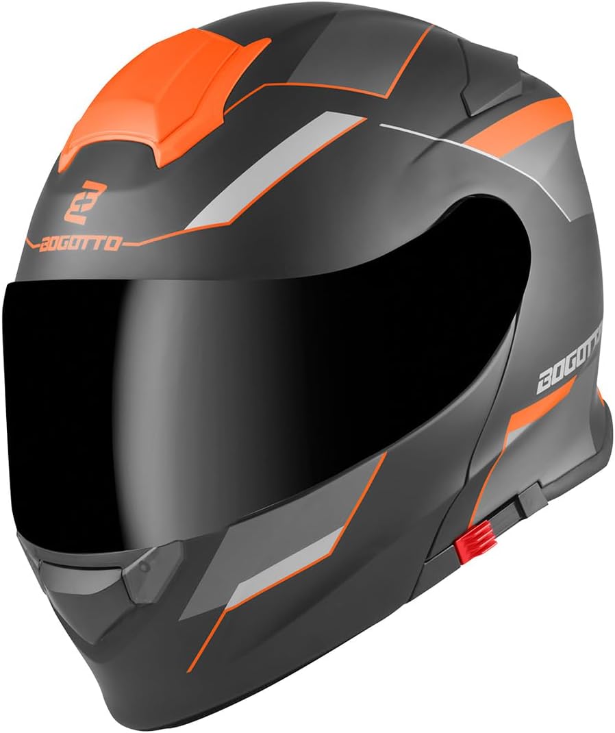Bogotto V271 Delta Klapphelm (Black Matt/Orange,XS) XS Schwarz Matt/Orange, XS Schwarz Matt/Orange