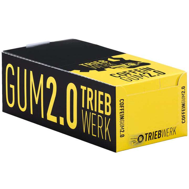 TRIEBWERK Koffein Kaugummi, 50mg Koffein pro Gum, Pfefferminz-Geschmack, 180 Stück, Vitamin B12 (18x