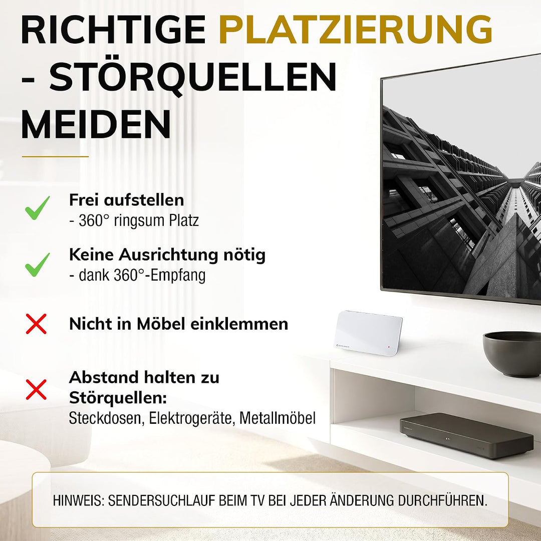 Oehlbach Scope Vision 5G DVB-T2 HD Antenne - Digitale Zimmerantenne - Aktiv DVB-T-Verstärker - Nachf