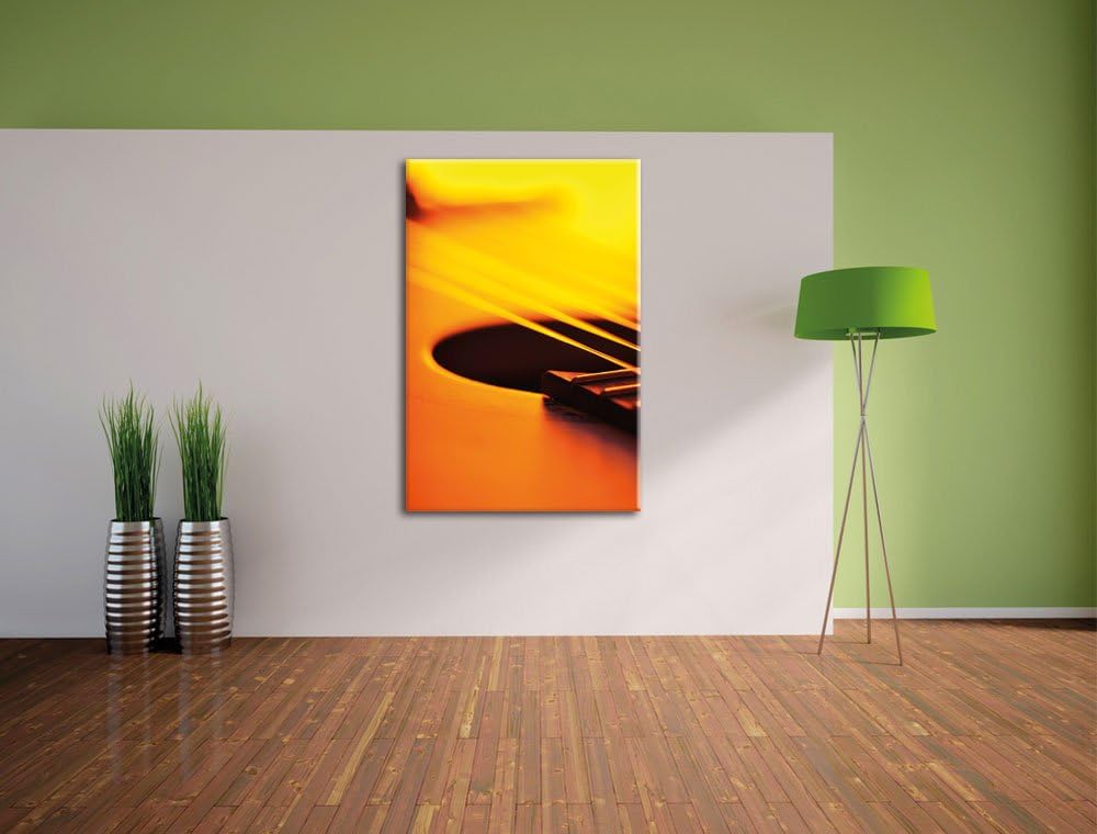 Pixxprint Gitarrensaiten, Format: 100x70 auf Leinwand, XXL riesige Bilder fertig gerahmt mit Keilrah