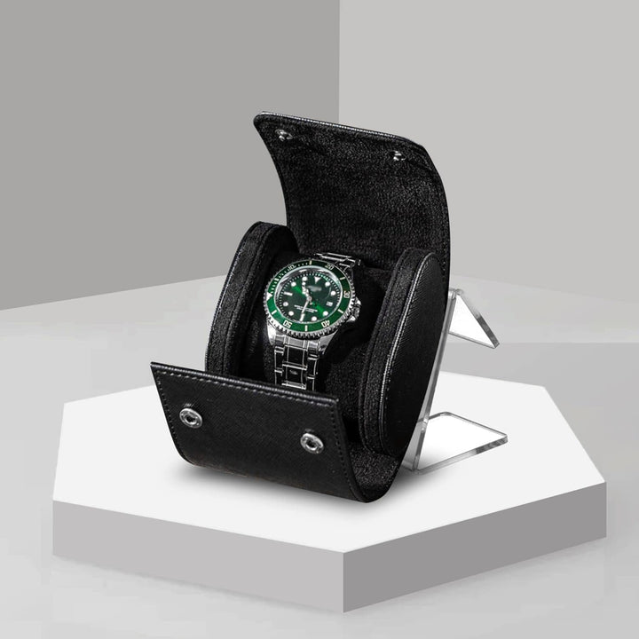 KnR Harmony Tragbare Uhrenbox mit einem Steckplatz 1pcs Uhrenbox Watch Organizer Lederuhrenhalter fü