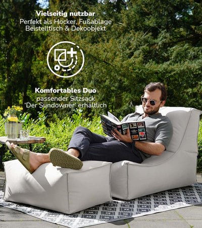 mokebo® Outdoor Pouf o. Hocker 65x55cm in Grau für Balkon & Garten 'Der Ruhepouf' Sitzhocker eckig,