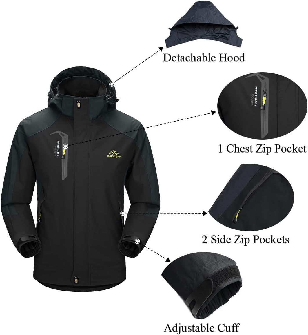 YSENTO Herren Regenjacke wasserdichte Outdoor Atmungsaktive Wandern Funktionelle Softshell Winddicht