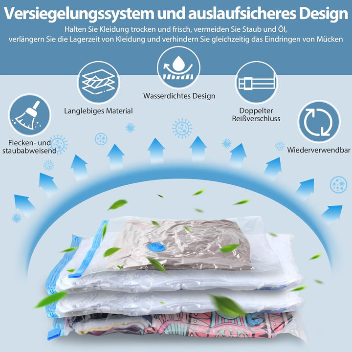 Vakuumbeutel für Kleidung Bettdecken mit Elektrische Pumpe 15 Stück Reise Schnelles Ablassen der Luf