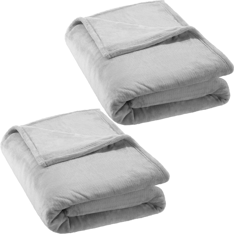 tectake 2er Set XXL Kuscheldecke 220x240cm Mikrofaser Decke | inkl. Tragetasche - Diverse Farben - (