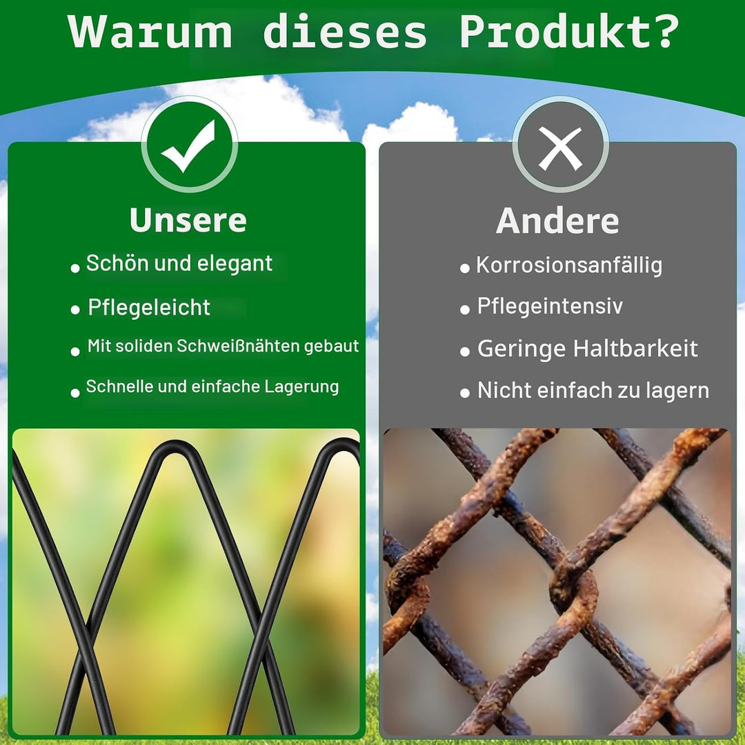 Thealyn Dekorative Metall Gartenzaun 45cm (H) x 2.25m (L) Metall Grenze Folding Fence No Dig Fence L