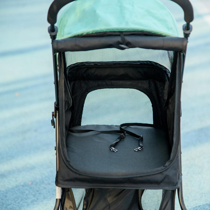PawHut Hundewagen 2 in 1 Hundebuggy klappbar für Hunde &amp; Katzen bis 10 kg Katzenbuggy mit Kissen Net