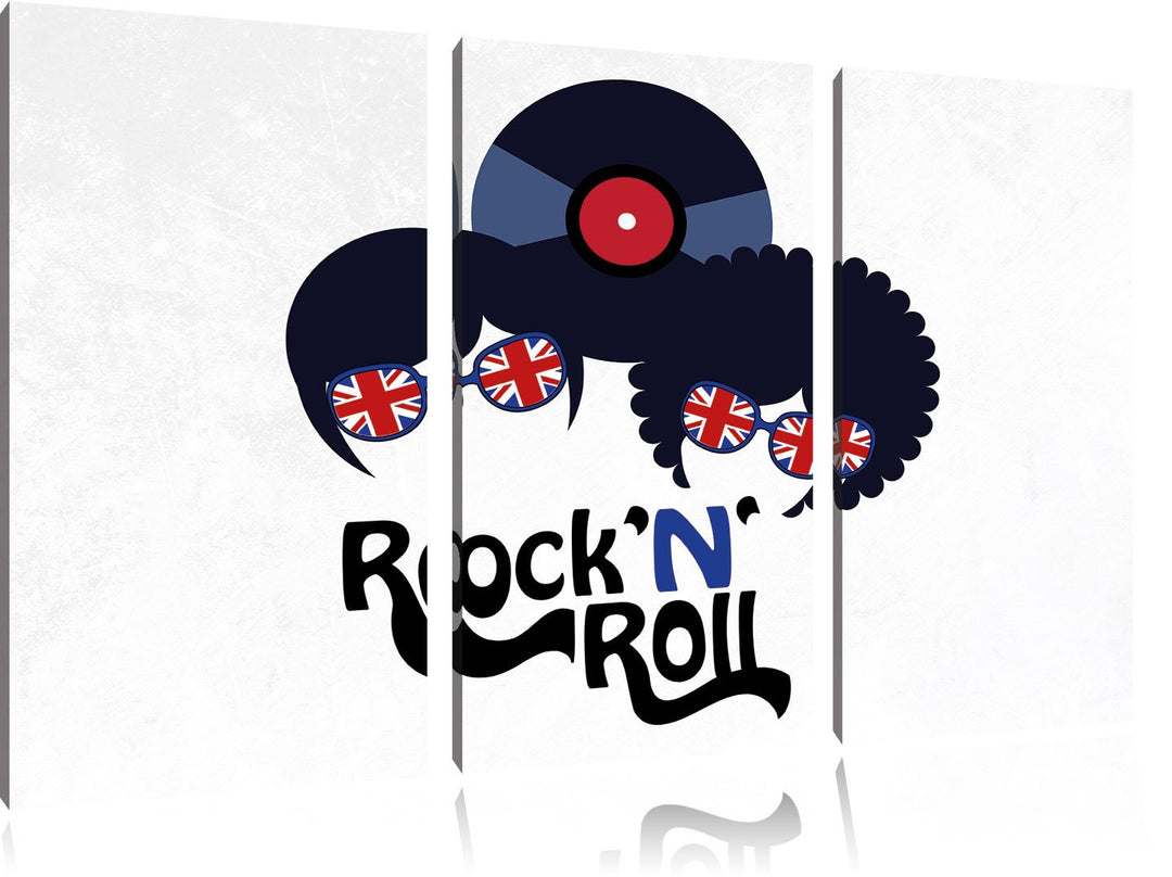 Pixxprint Rock 'n' Roll Schallplatte als Leinwandbild/Grösse: 3 Teilig (120x80) cm/Wandbild/Kunstdru