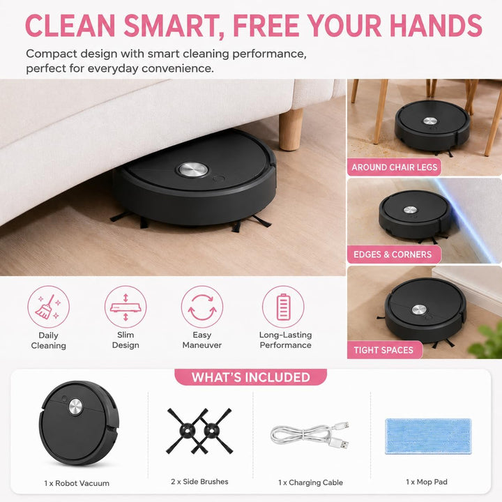 Mini Saugroboter, Mini staubsauger Roboter, Kleiner Saugroboter, Staubsaugerroboter für Auto, 3-in-1